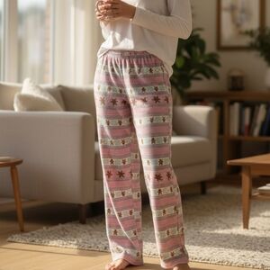 Sleep Chic Flannel Pink Gingerbread Pajama Pants Cozy Soft Loungewear Causal XL